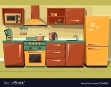 Cartoon kitchen counter with appliances Royalty Free Vector